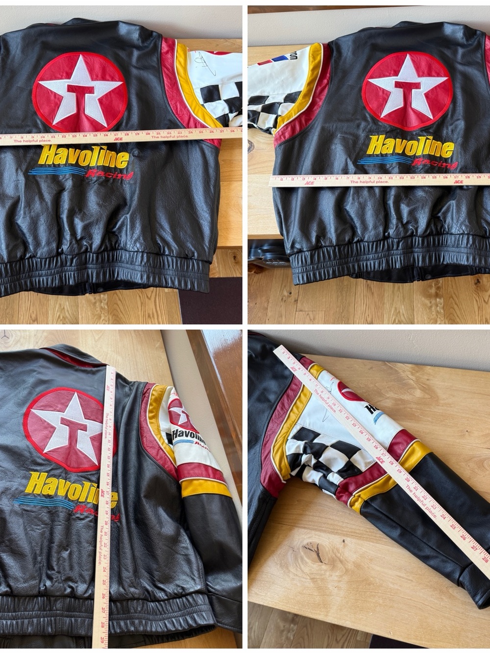 CUSTOM VINTAGE CHEVRON TEXACO NASCAR RACING LEATHER JACKET 3 AUTOGRAPHS MEN XL - Picture 16 of 16